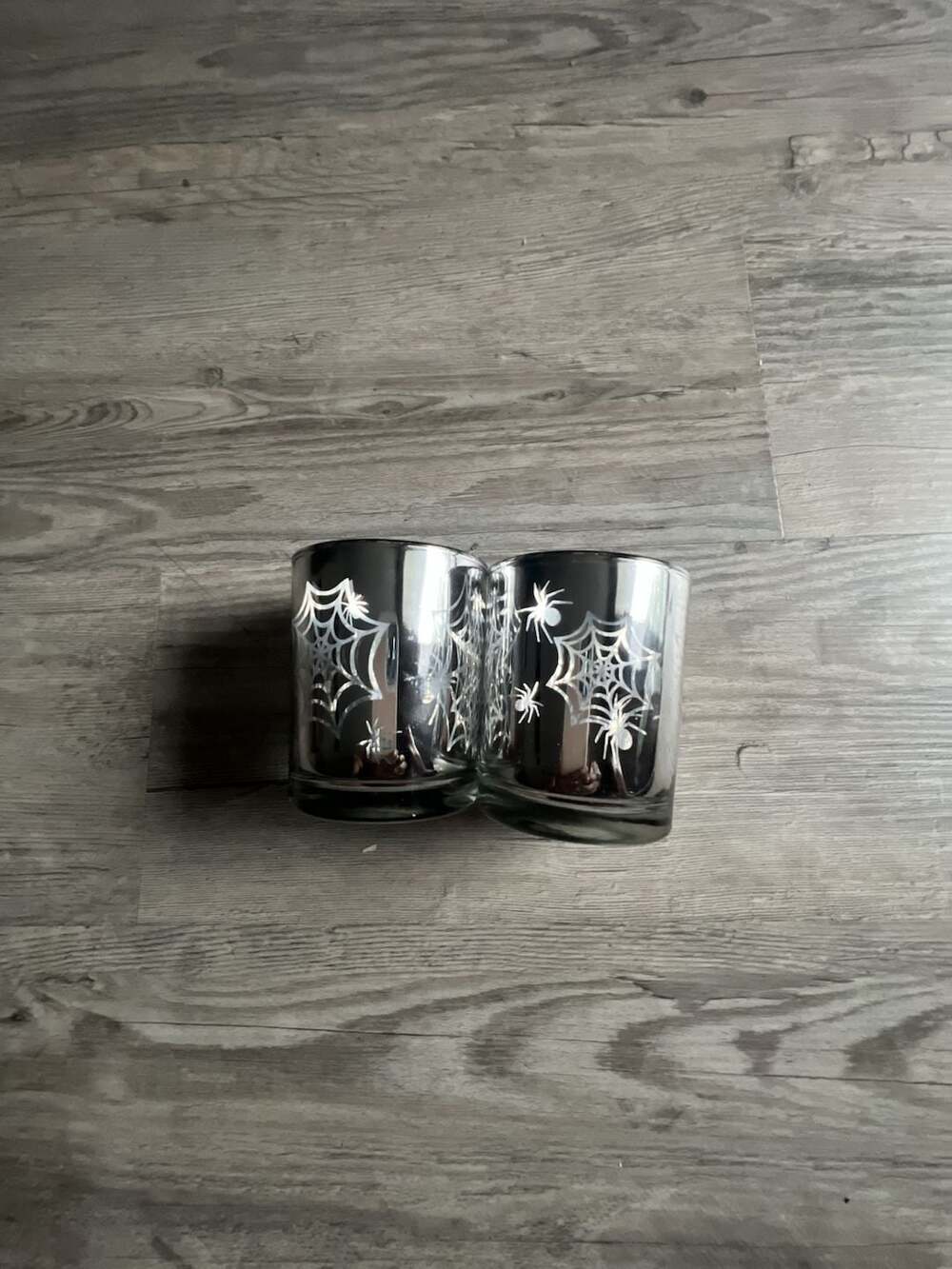 Publix Spider Web Glass Candle Holder Set